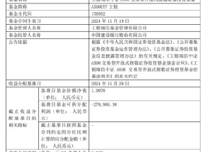 中证A500ETF首现分红！工银瑞信中证A500ETF第一次分红：每10份基金份额分配0.066元